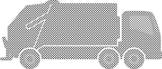 ごみ収集車のシンプルなベクターアイコン、清潔な環境と都市の衛生を象徴するモダンなピクトグラム。廃棄物管理、リサイクル、公共サービス関連のデザインに最適なイラスト素材。 © AnilaStudio