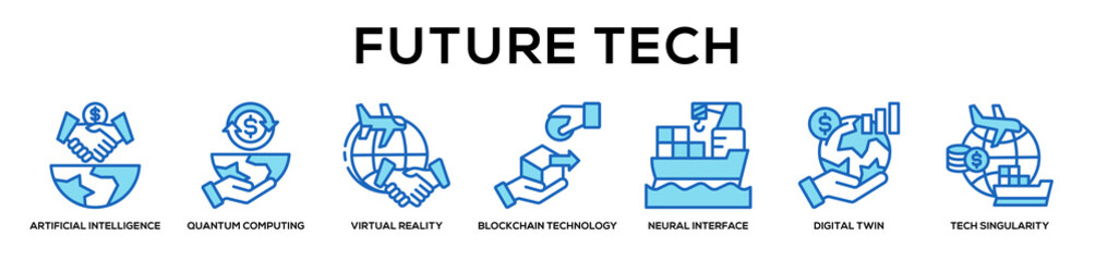 Obraz premium blue - Future Tech web banner icon vector illustration concept