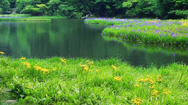 平池の杜若群生