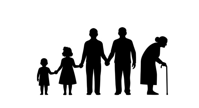 Family Silhouette Holding Hands Together.