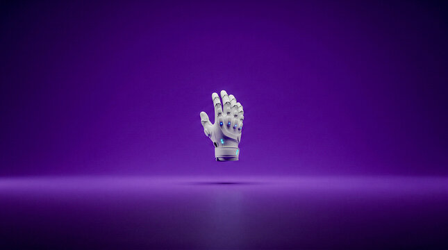 VR haptic glove with minimalist white silhouette and LED accents
