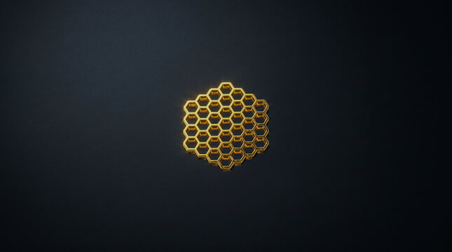 Heat-shield hexagonal panel with reflective gold surface
