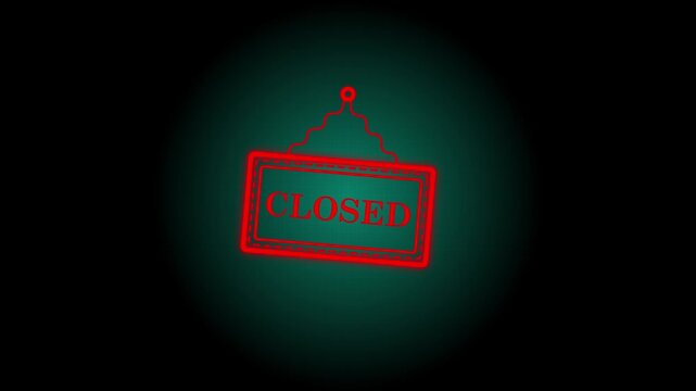 Closed Sign On Door Isolated on green background.4k animation video
