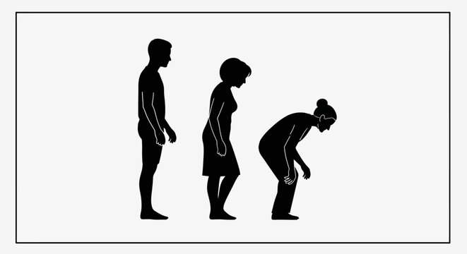 People silhouettes in different postures bending.