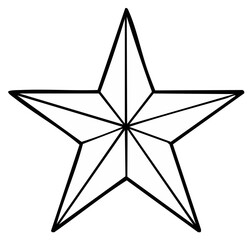 Obraz premium Black outline of a five-pointed star geometric shape, isolated vector illustration