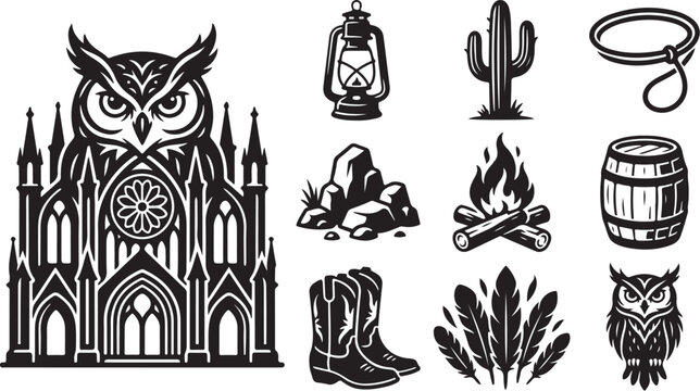 Western Gothic Symbols and Icons Set Collection