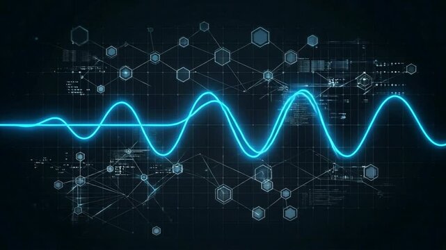 Data Pulse Line with Digital Network and Hexagon Interface