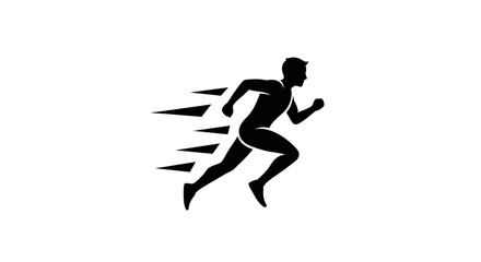 Obraz premium Minimalist black running man silhouette with motion lines