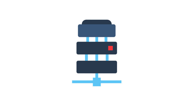 Minimalist blue database server icon for technology and data concepts