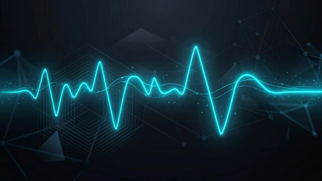 Data Pulse Line Glowing on Dark Digital Background