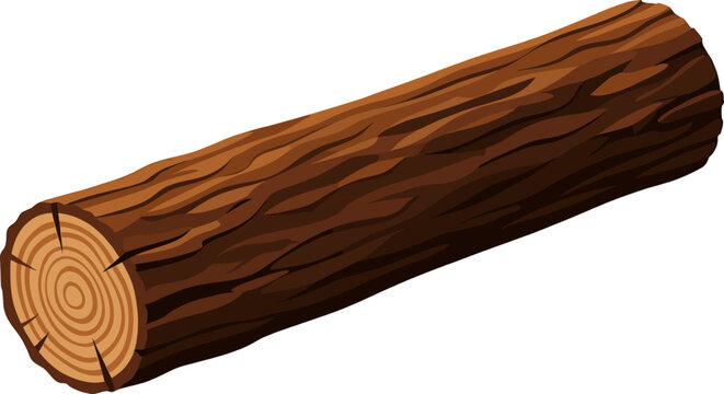 Single brown wooden log showing annual growth rings