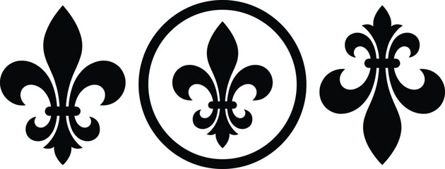 Fleur de Lis Symbol Collection Vector Illustration with Royal Heraldic Decorative Emblems and Vintage Floral Icons © NURUL