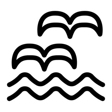 Seagull Flying Over Ocean Waves Icon
