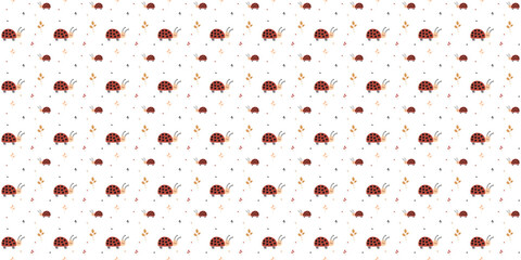 Baby ladybird repeating pattern for nursery textile design. Red ladybug seamless pattern © rymarenko