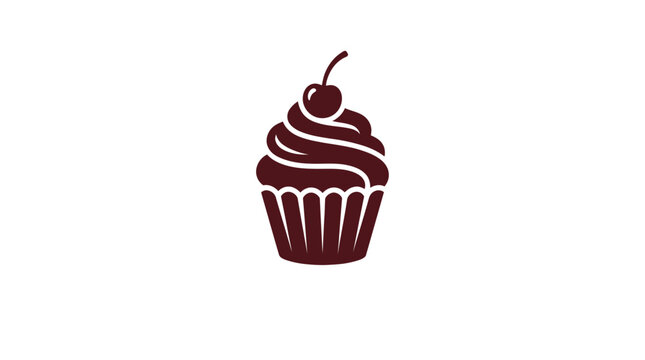 Cupcake with Cherry Vector Icon