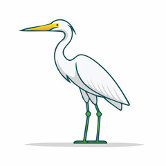 Fototapeta premium Cartoon illustration of a white egret bird