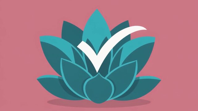 Spiritual Growth and Inner Peace Blooming Flower with Check Mark Symbol