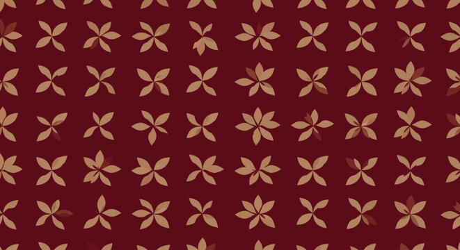 Golden floral pattern, red damask texture, luxury fabric design, vector seamless background