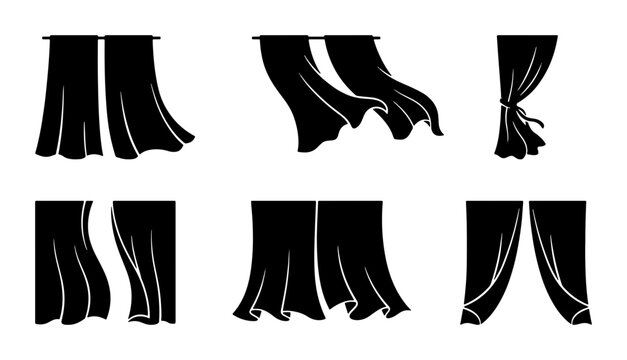 Black Fabric Drapes Set