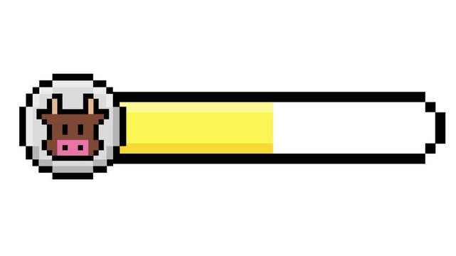Retro-Inspired Pixel Art Video Game UI Health and Status Bar with Cute Cow Icon Displaying Player Progress or Energy Level