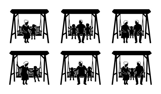 Family on Swing Set Silhouette