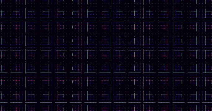 Abstract digital glitch pattern with geometric grid lines.