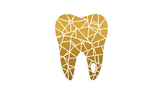 Golden Tooth Icon, Mosaic Tooth Graphic, Dental Symbol, Yellow Mosaic Vector
