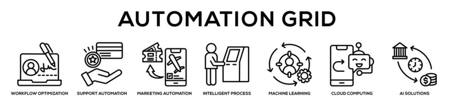 Automation Grid web banner icon illustration concept