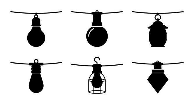 Diverse String Light Bulb Silhouettes Collection