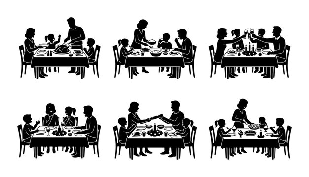 Family Dinner Silhouette Collection
