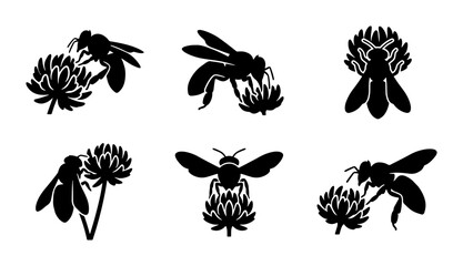 Bee and Clover Silhouettes Collection © Monirul