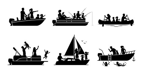 Family Boat Trip Silhouettes © Monirul