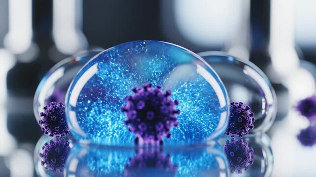 Coronavirus Encapsulation Concept Illustration With Detailed Vibrant Visuals, Slow Motion
