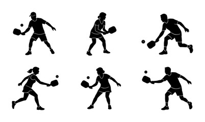 Pickleball Players Silhouettes Set © Rakib