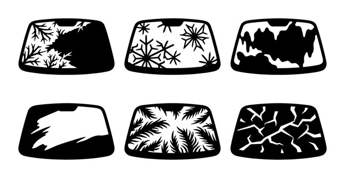 Car Windshield Frost and Snow Patterns Collection