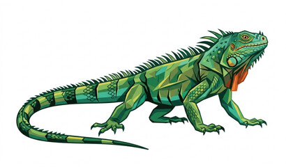 Fototapeta premium Realistic iguana animal side view vector illustration isolated on white background