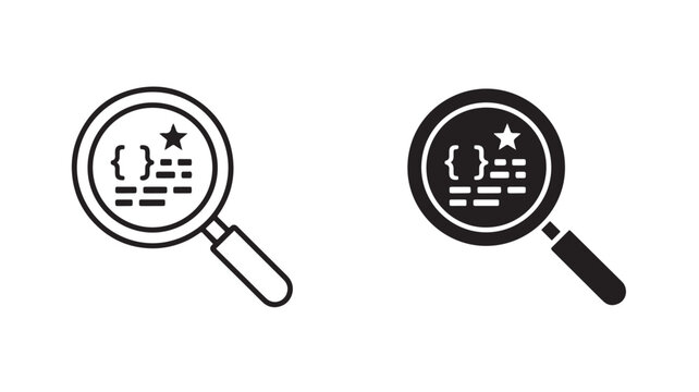 Magnifying Glass Icons With Coding Symbols For Web Development And Search Concepts