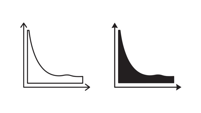Black and white line graphs on isolated background for business and finance concepts