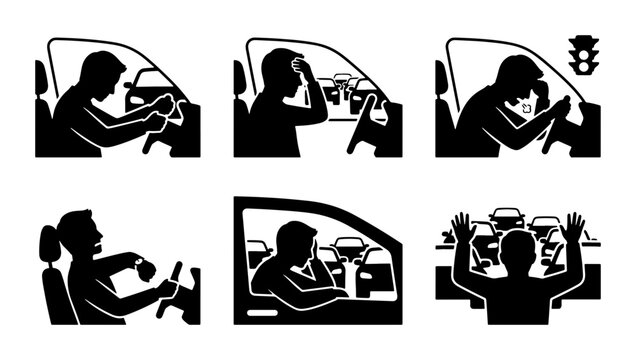 Frustrated Driver in Traffic Jam