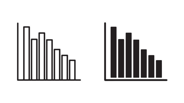 Black and white bar charts on plain white background for business and finance concepts