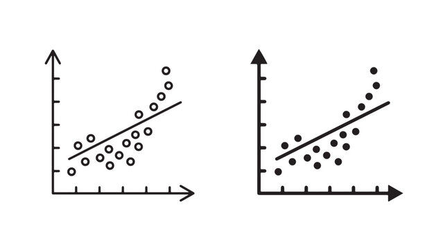 Scatterplot Graph With Regression Line For Data Analysis And Statistics Concepts