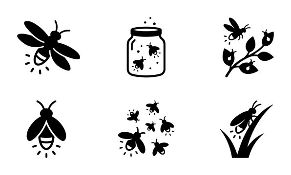 Firefly Icons: Nature, Light, Insects, Summer