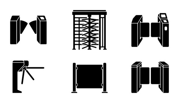 Security Access Control Turnstile Gate Icons