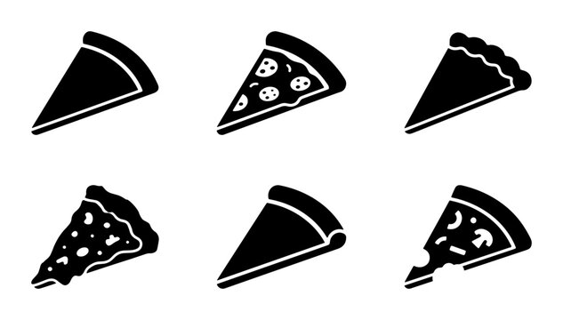 Pizza Slice Icons, Italian Food Vector Graphics, Delicious Meal Elements, Restaurant Menu Graphics
