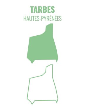 Vector map of administrative boundaries of Tarbes, France	