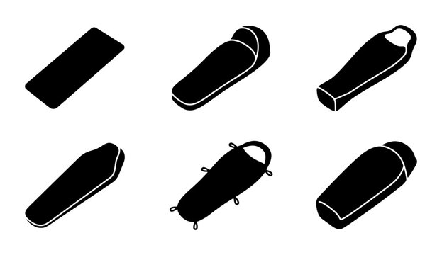 Various Sleeping Bags Icons Set