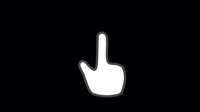 Animated **Hand Cursor Swipe Up and Tap** Gesture Icon **Alpha Channel** Loop 4K