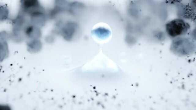 Abstract Molecular Structure Animation: 3D Render of Blue Spheres and Particles
