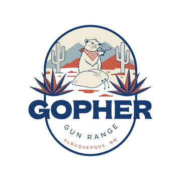 Gopher gun range logo with gopher apparel graphic apparel art t shirt design shooting business