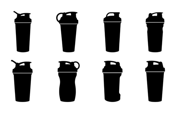 Collection of Black Protein Shaker Bottle Silhouettes